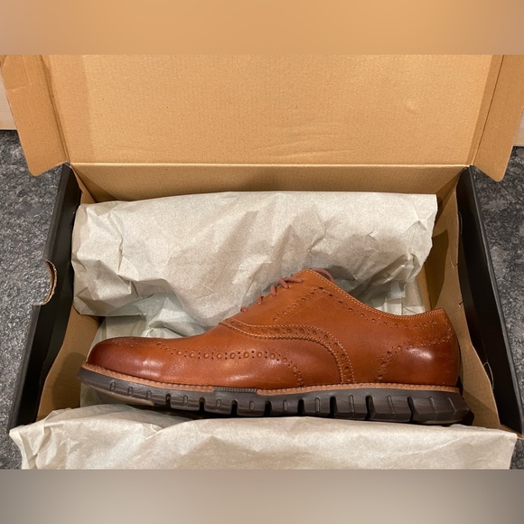 Cole Haan ZeroGrand Wingtip Oxfords - 12 WIDE - British Tan / Java - Picture 9 of 11